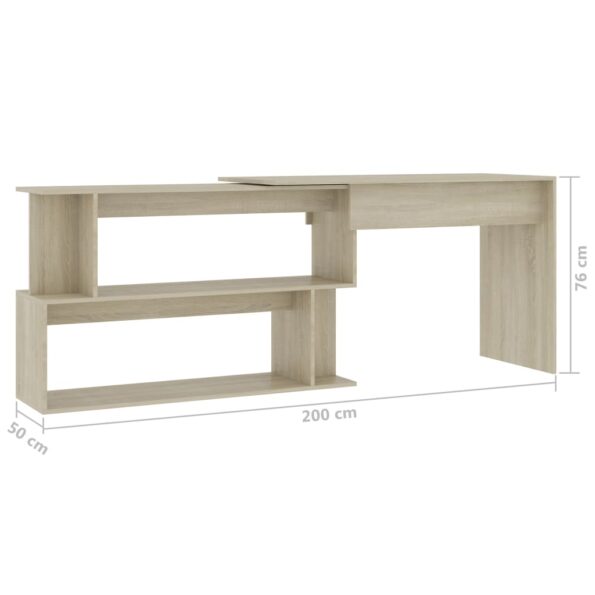 vidaXL Rohový stôl, dub sonoma200x50x76 cm, kompozitné drevo – Obrázok 7
