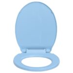 vidaXL WC sedadlo, pomalé sklápanie, modré, oválne – Obrázok 4