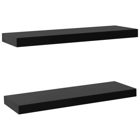 vidaXL Plávajúce nástenné police 2 ks čierne 60x20x3,8 cm – Obrázok 2