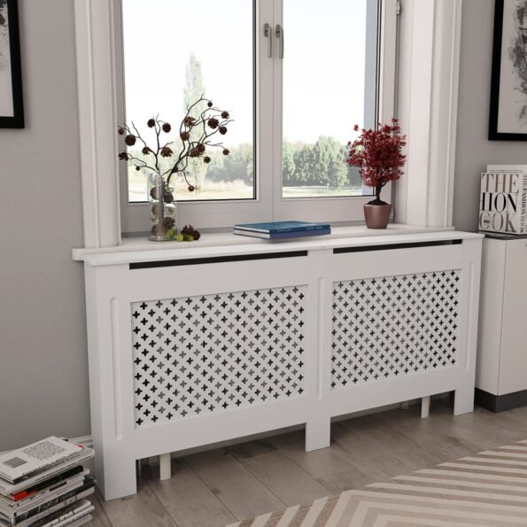 vidaXL Kryty na radiátor 2 ks, biele 172x19x81,5 cm, MDF – Obrázok 2