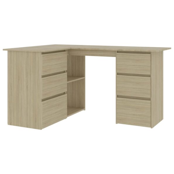 vidaXL Rohový stôl, dub sonoma 145x100x76 cm, kompozitné drevo – Obrázok 2