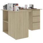 vidaXL Rohový stôl, dub sonoma 145x100x76 cm, kompozitné drevo – Obrázok 4