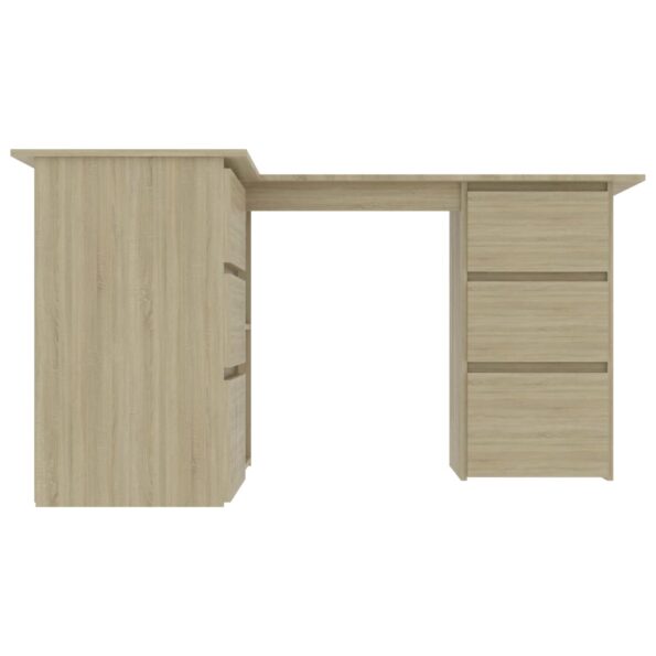 vidaXL Rohový stôl, dub sonoma 145x100x76 cm, kompozitné drevo – Obrázok 5