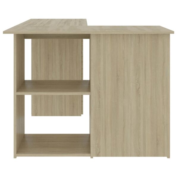 vidaXL Rohový stôl, dub sonoma 145x100x76 cm, kompozitné drevo – Obrázok 7