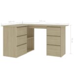 vidaXL Rohový stôl, dub sonoma 145x100x76 cm, kompozitné drevo – Obrázok 8