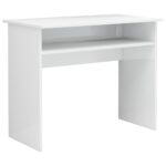 vidaXL Písací stôl, lesklý biely 90x50x74 cm, kompozitné drevo – Obrázok 2