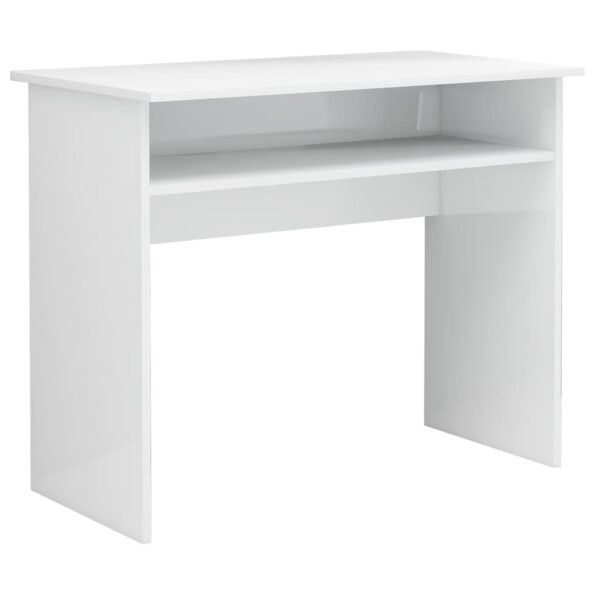 vidaXL Písací stôl, lesklý biely 90x50x74 cm, kompozitné drevo – Obrázok 2