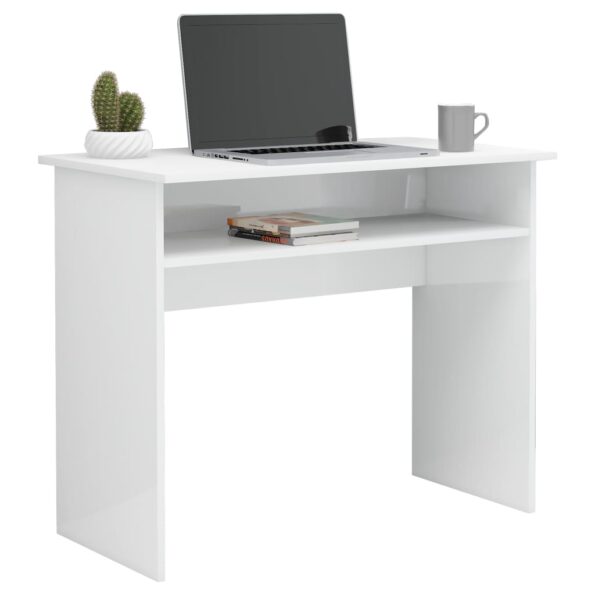 vidaXL Písací stôl, lesklý biely 90x50x74 cm, kompozitné drevo – Obrázok 3