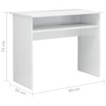 vidaXL Písací stôl, lesklý biely 90x50x74 cm, kompozitné drevo – Obrázok 6
