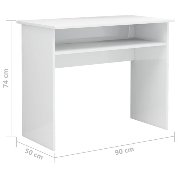 vidaXL Písací stôl, lesklý biely 90x50x74 cm, kompozitné drevo – Obrázok 6