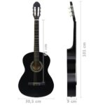 vidaXL Klasická gitara pre začiatočníkov čierna 4/4 39" lipové drevo – Obrázok 7