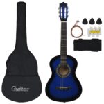 vidaXL 8-dielna klasická gitarová sada pre začiatočníkov modrá 1/2 34" – Obrázok 2