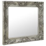 vidaXL Nástenné zrkadlo v barokovom štýle 50x50 cm strieborné – Obrázok 2