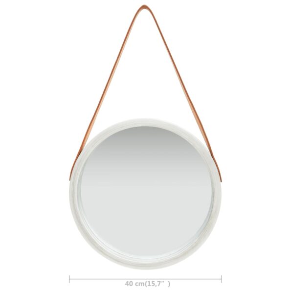 vidaXL Nástenné zrkadlo s popruhom strieborné 40 cm – Obrázok 6