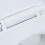 vidaXL Bezokrajová toaleta 7 cm extra výška, pomalé zatváranie, biela keramika – Obrázok 3