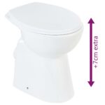 vidaXL Bezokrajová toaleta 7 cm extra výška, pomalé zatváranie, biela keramika – Obrázok 9