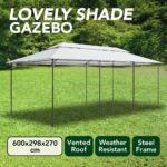 vidaXL Altánok 600x298x270 cm, biely 180g/m² – Obrázok 3