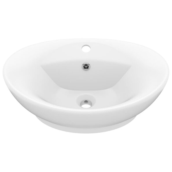 vidaXL Luxusné umývadlo, prepad, matné biele 58,5x39 cm, keramika – Obrázok 2