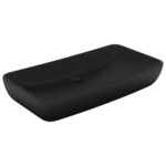 vidaXL Luxusné umývadlo, obdĺžnik, matné čierne 71x38 cm, keramika – Obrázok 2