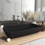 vidaXL Luxusné umývadlo, obdĺžnik, matné čierne 71x38 cm, keramika