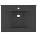 vidaXL Luxusné umývadlo, otvor na batériu, matné tmavosivé 60x46 cm – Obrázok 3