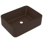 vidaXL Luxusné umývadlo matné tmavohnedé 41x30x12 cm keramické – Obrázok 2