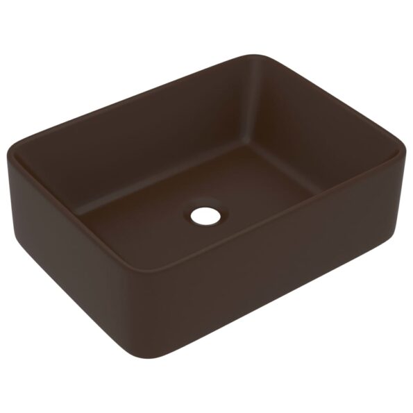vidaXL Luxusné umývadlo matné tmavohnedé 41x30x12 cm keramické – Obrázok 2