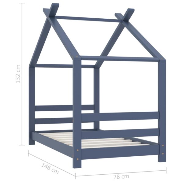 vidaXL Rám detskej postele sivý 70x140 cm borovicový masív – Obrázok 7