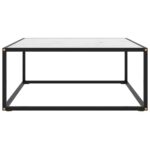 vidaXL Konferenčný stolík, čierny, biele mramorové sklo 80x80x35 cm – Obrázok 2