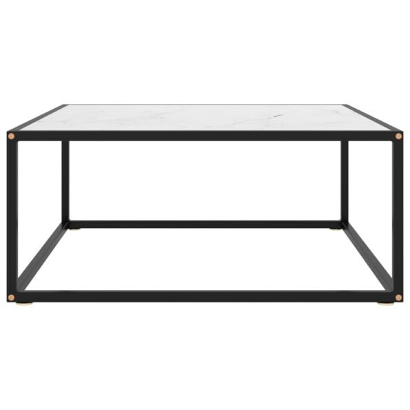 vidaXL Konferenčný stolík, čierny, biele mramorové sklo 80x80x35 cm – Obrázok 2