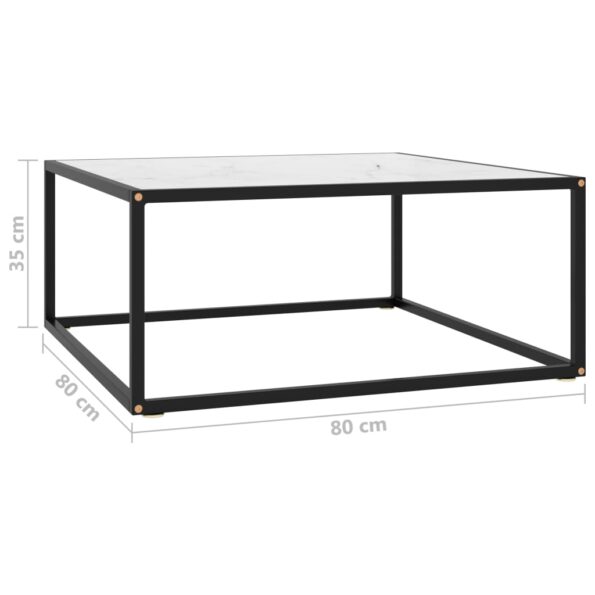 vidaXL Konferenčný stolík, čierny, biele mramorové sklo 80x80x35 cm – Obrázok 5