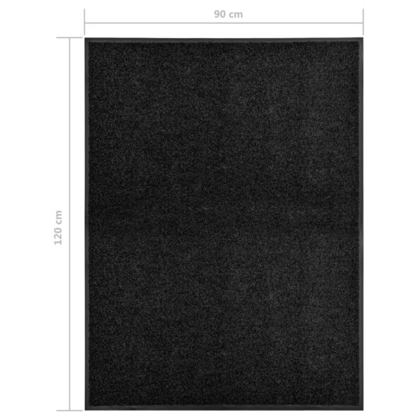 vidaXL Rohožka, prateľná, čierna 90x120 cm – Obrázok 6