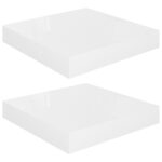 vidaXL Plávajúce nástenné police 2 ks, lesklé biele 23x23,5x3,8cm, MDF – Obrázok 2