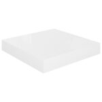 vidaXL Plávajúce nástenné police 2 ks, lesklé biele 23x23,5x3,8cm, MDF – Obrázok 4