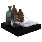 vidaXL Plávajúce nástenné police 2ks, lesklé čierne 23x23,5x3,8cm, MDF – Obrázok 3