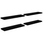 vidaXL Plávajúce nástenné police 4ks, lesklé čierne 90x23,5x3,8cm, MDF – Obrázok 2