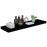 vidaXL Plávajúce nástenné police 4ks, lesklé čierne 90x23,5x3,8cm, MDF – Obrázok 3