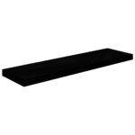 vidaXL Plávajúce nástenné police 4ks, lesklé čierne 90x23,5x3,8cm, MDF – Obrázok 4