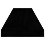 vidaXL Plávajúce nástenné police 4ks, lesklé čierne 90x23,5x3,8cm, MDF – Obrázok 6