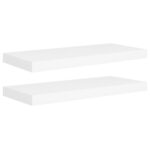 vidaXL Plávajúce nástenné police 2 ks, biele 60x23,5x3,8 cm, MDF – Obrázok 2