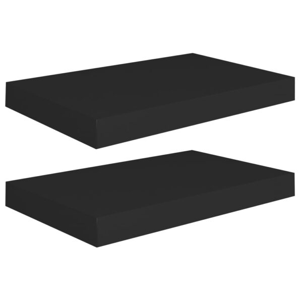 vidaXL Plávajúce nástenné police 2 ks, čierne 40x23x3,8 cm, MDF – Obrázok 2