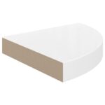 vidaXL Plávajúca rohová polica, biely lesk, 25x25x3,8 cm, MDF – Obrázok 4