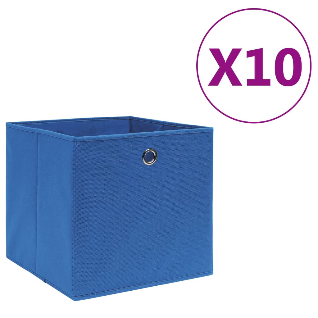 VXL8720286087145_a_en_hd_1.jpg vidaXL Úložné boxy 10 ks, netkaná textília 28x28x28 cm, modré – Obrázok 1