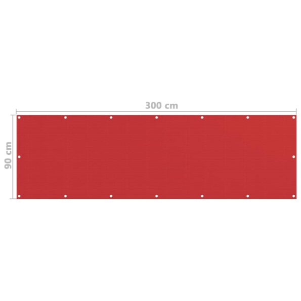 vidaXL Balkónová markíza, červená 90x300 cm, HDPE – Obrázok 5