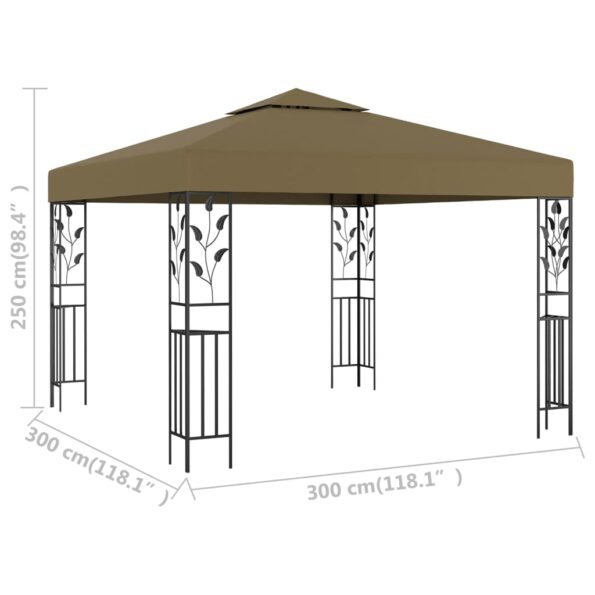 vidaXL Altánok 3x3 m, sivohnedý 180 g/m² – Obrázok 5