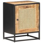 vidaXL Nočný stolík 40x30x50 cm surové mangovníkové drevo a rákos – Obrázok 11