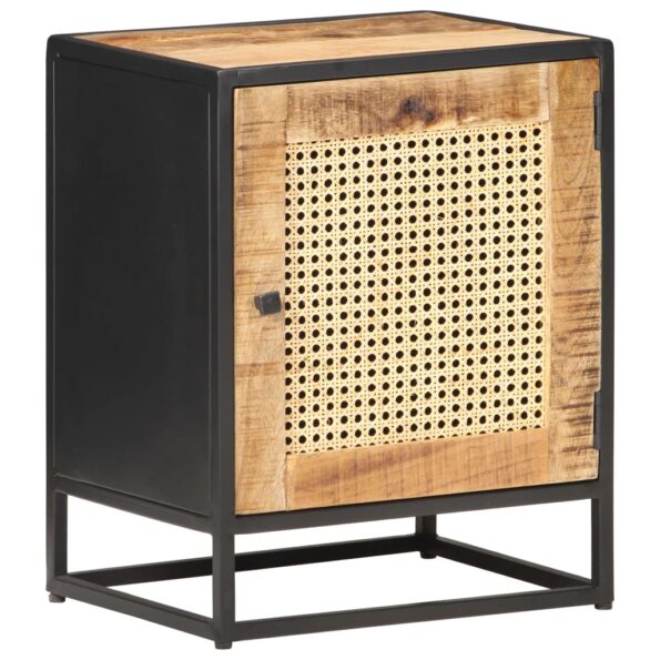 vidaXL Nočný stolík 40x30x50 cm surové mangovníkové drevo a rákos – Obrázok 11