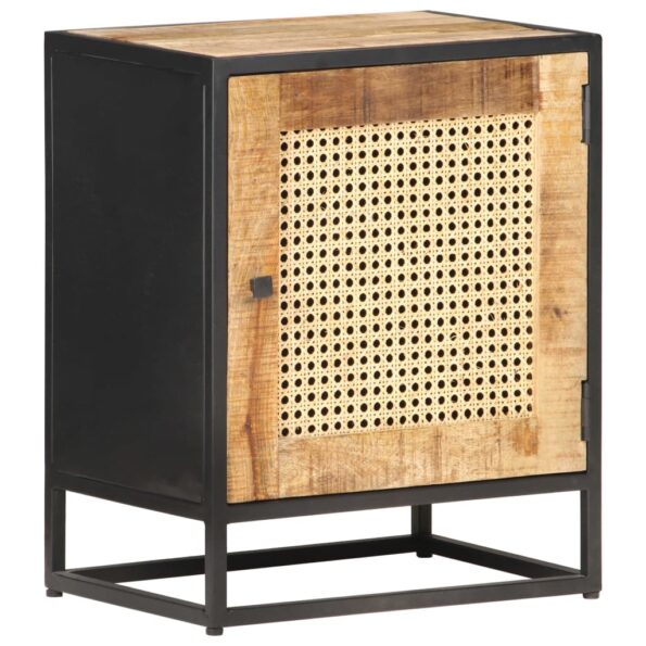 vidaXL Nočný stolík 40x30x50 cm surové mangovníkové drevo a rákos – Obrázok 12