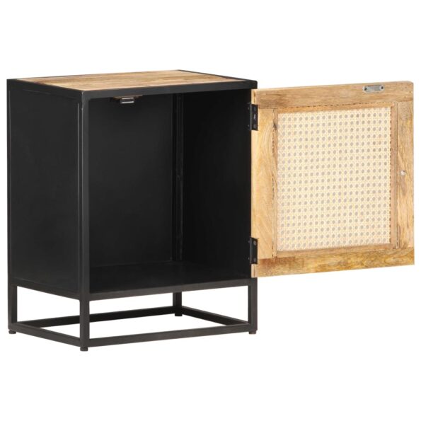 vidaXL Nočný stolík 40x30x50 cm surové mangovníkové drevo a rákos – Obrázok 4