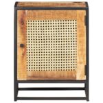 vidaXL Nočný stolík 40x30x50 cm surové mangovníkové drevo a rákos – Obrázok 5